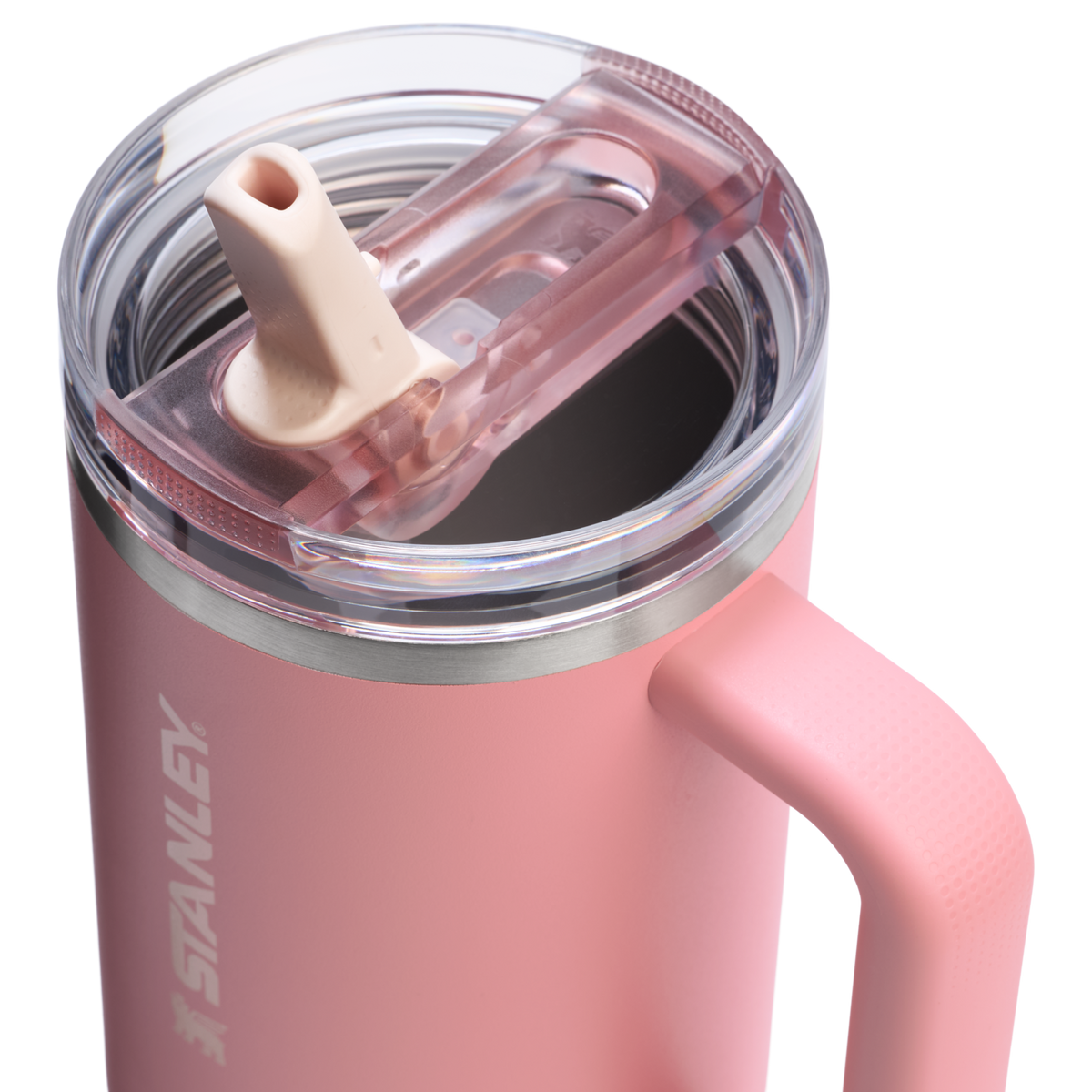 Stanley 40 OZ IceFlow Flip Straw Stainless Steel Tumbler In Pink Mesa