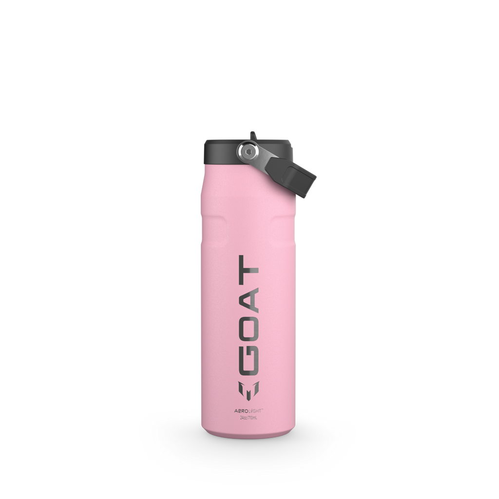 The Messi x Stanley IceFlow™ Water Bottle with Flip Straw Lid 24 OZ In Messi GOAT Pink