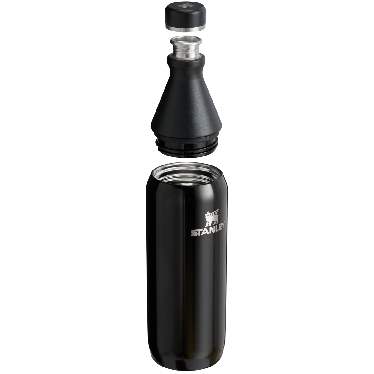 Stanley Leak Proof 20 OZ All Day Slim Bottle  with removable collar in Black Gloss