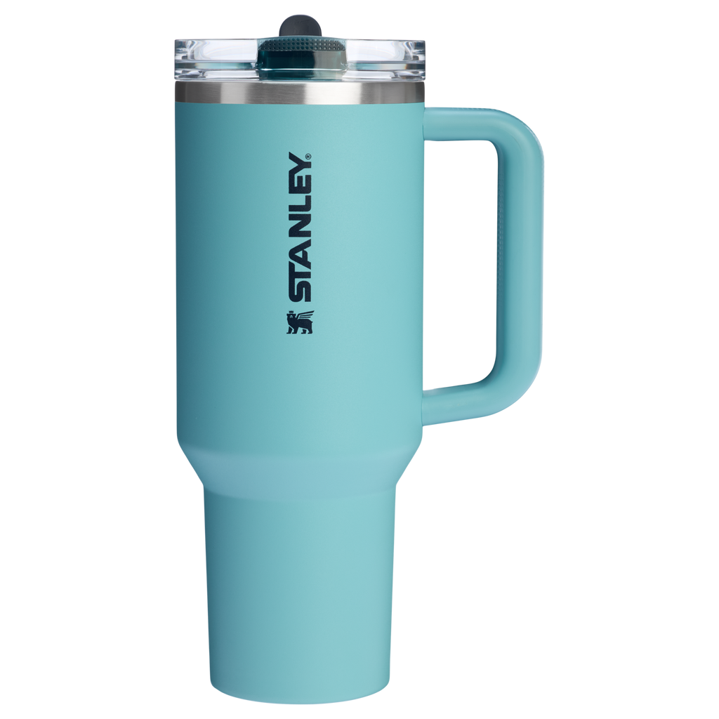 Stanley 40 OZ IceFlow Flip Straw Stainless Steel Tumbler In Agave Blue