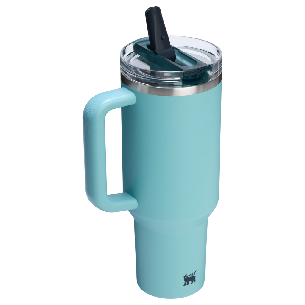Stanley 40 OZ IceFlow Flip Straw Stainless Steel Tumbler In Agave Blue