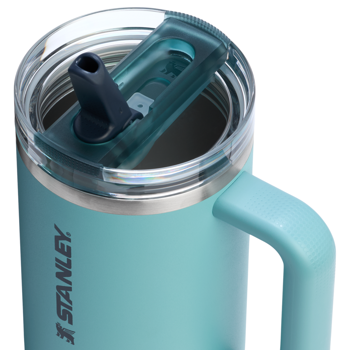 Stanley 40 OZ IceFlow Flip Straw Stainless Steel Tumbler In Agave Blue