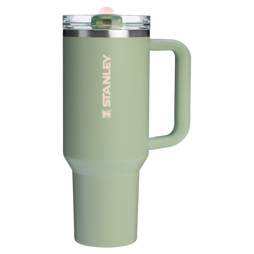 Stanley 40 OZ IceFlow Flip Straw Stainless Steel Tumbler In Lichen Green