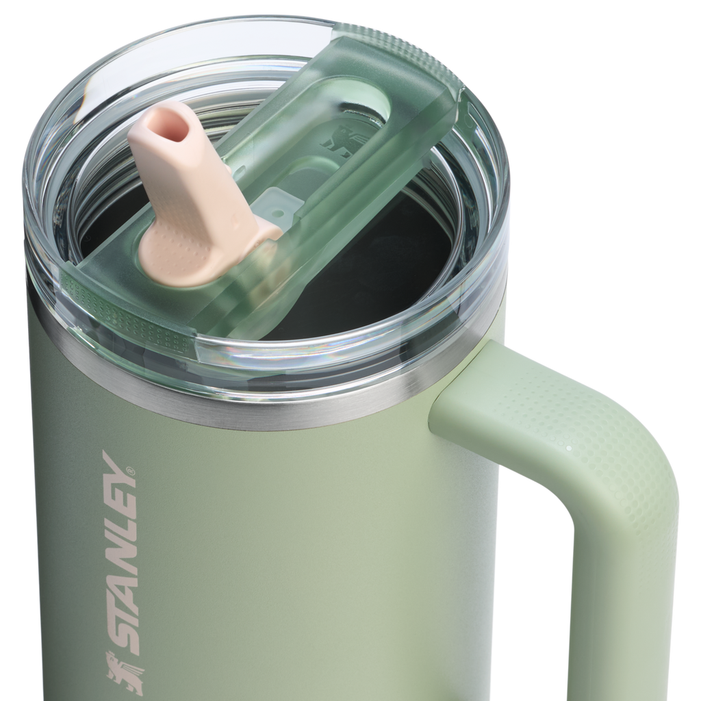 Stanley 40 OZ IceFlow Flip Straw Stainless Steel Tumbler In Lichen Green