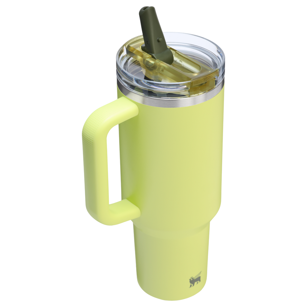 Stanley 40 OZ IceFlow Flip Straw Stainless Steel Tumbler In Prickly Pear Green