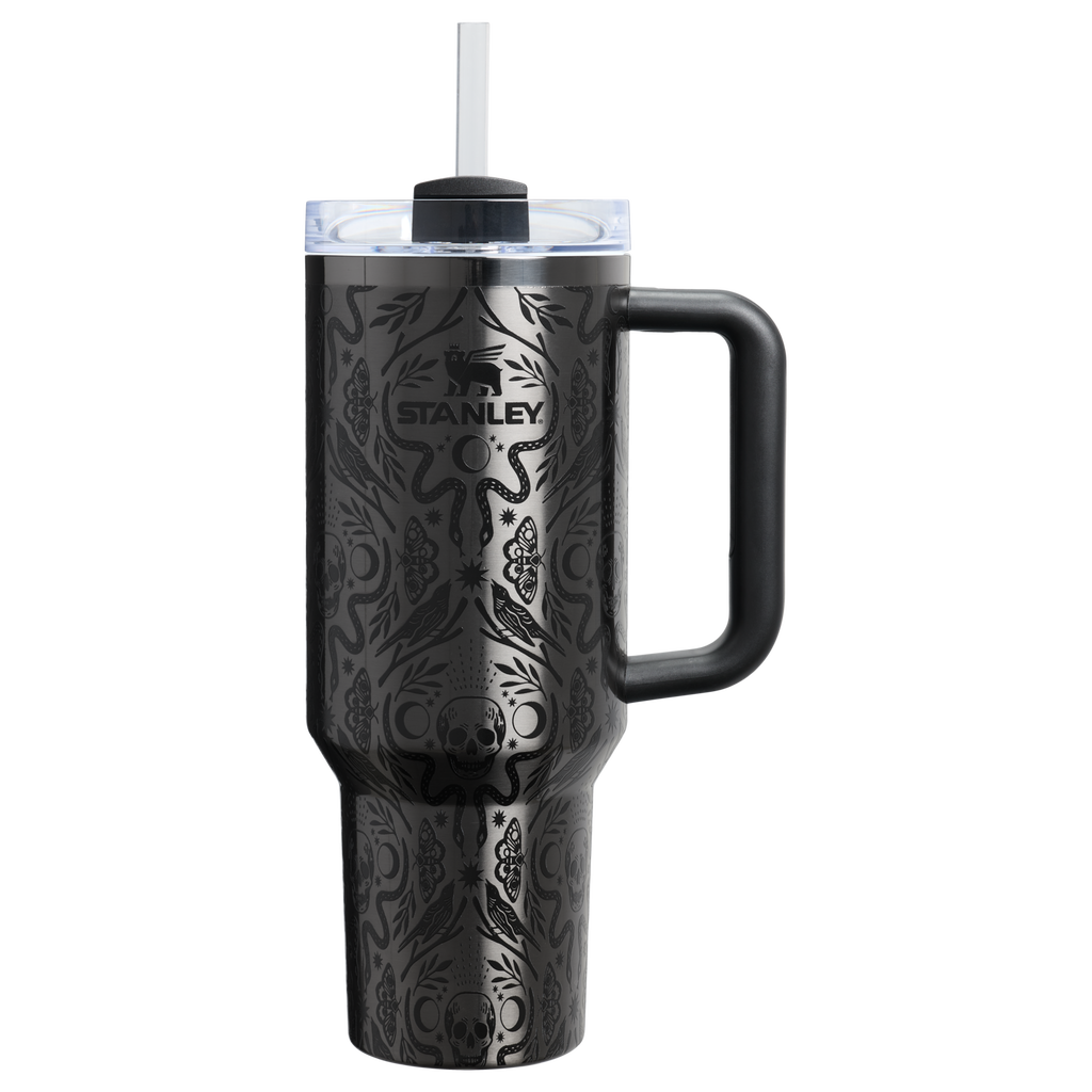 Stanley 40 Ounce Halloween Tumbler With Straw & Handle In Deadly Damask Black