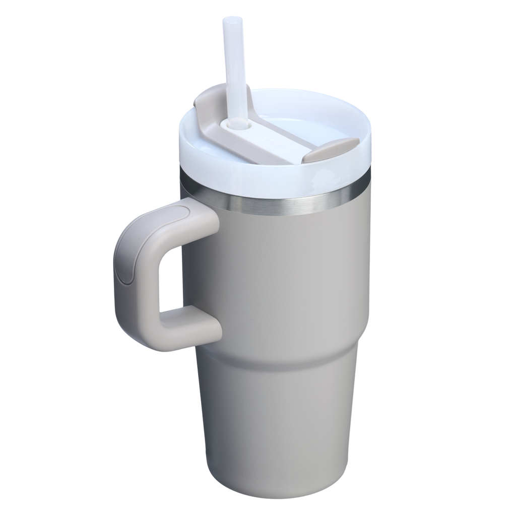 The Quencher H2.O 20 oz FlowState Tumbler with handle and straw in Ash Grey